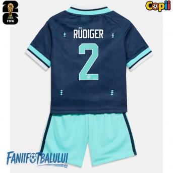 Germania Antonio Rudiger #2 Echipament de Fotbal Replică Mondial 2026 Copii Deplasare (+ Șorturi)
